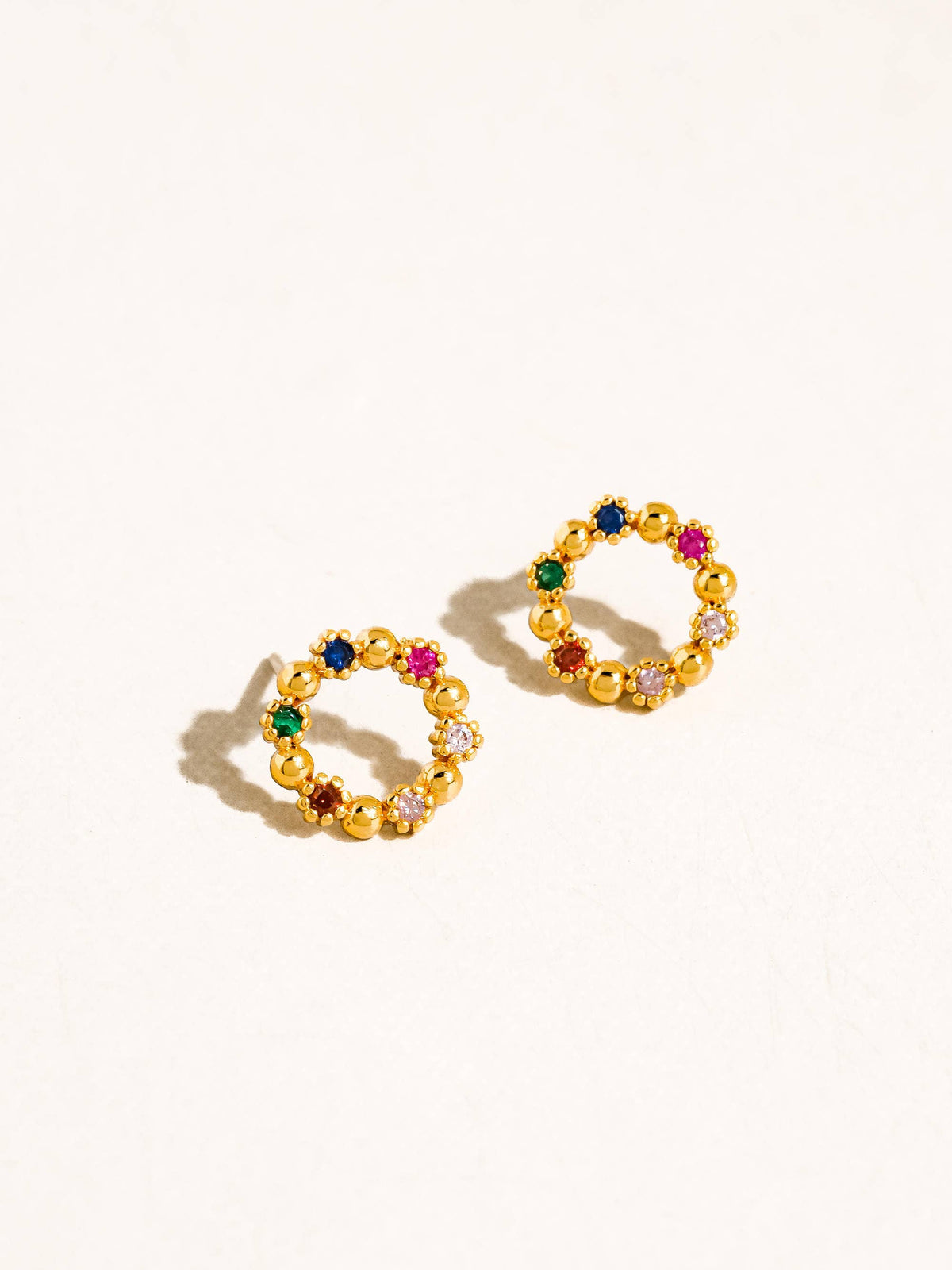 Manette 18K Gold Vintage Colorful CZ Earrings