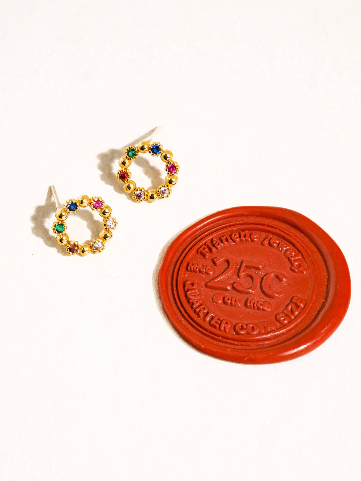 Manette 18K Gold Vintage Colorful CZ Earrings