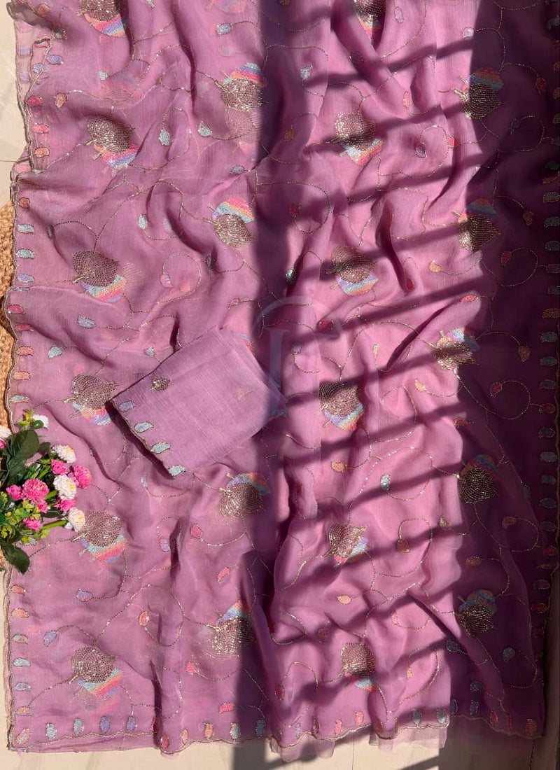 Chiffon With Sequence Work Saree
