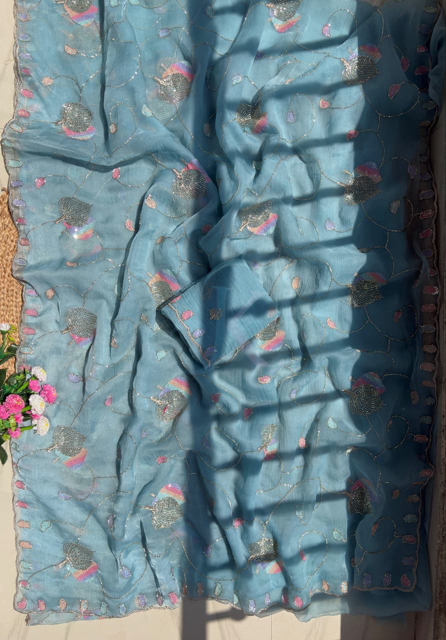 Chiffon With Sequence Work Saree