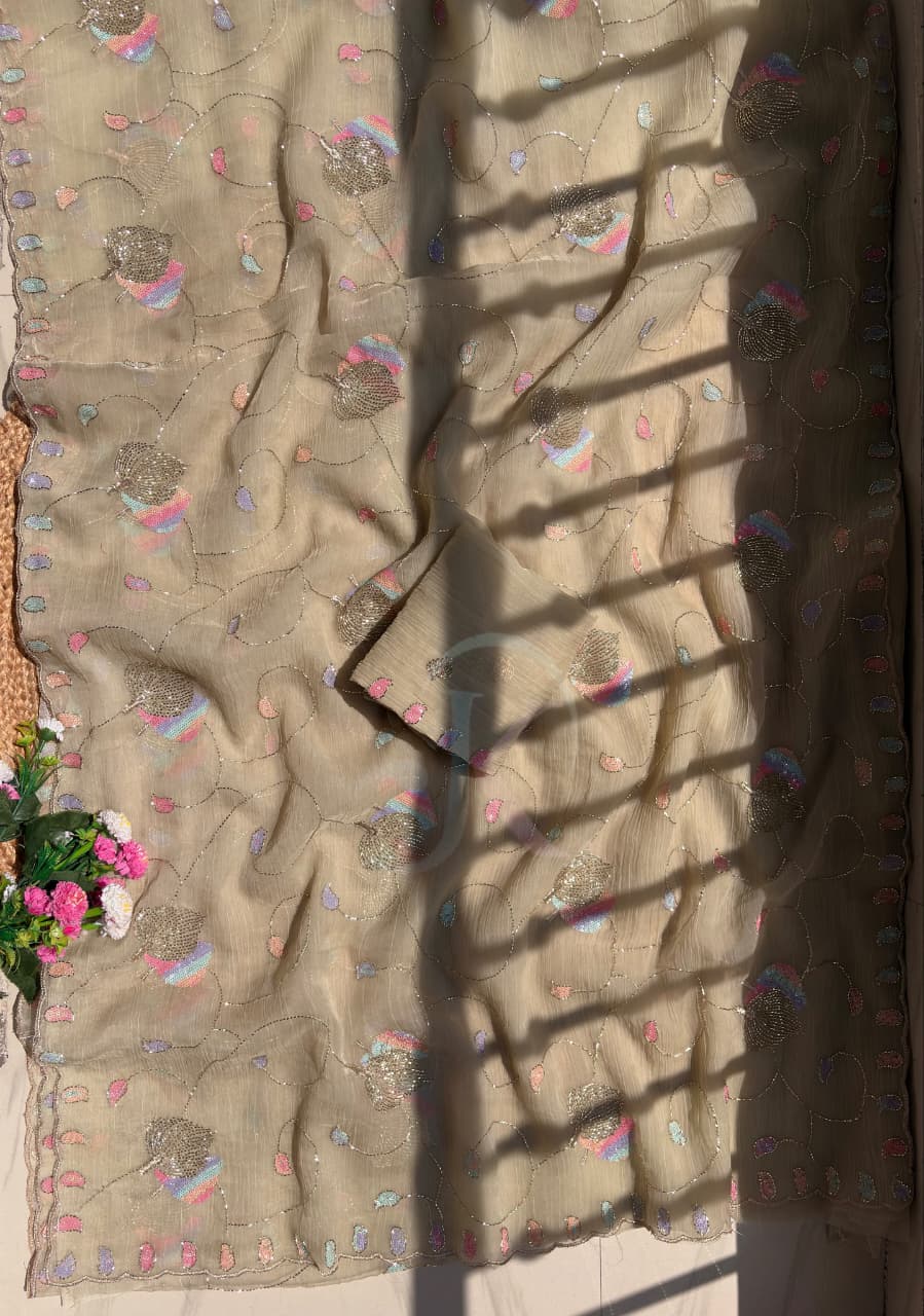 Chiffon With Sequence Work Saree