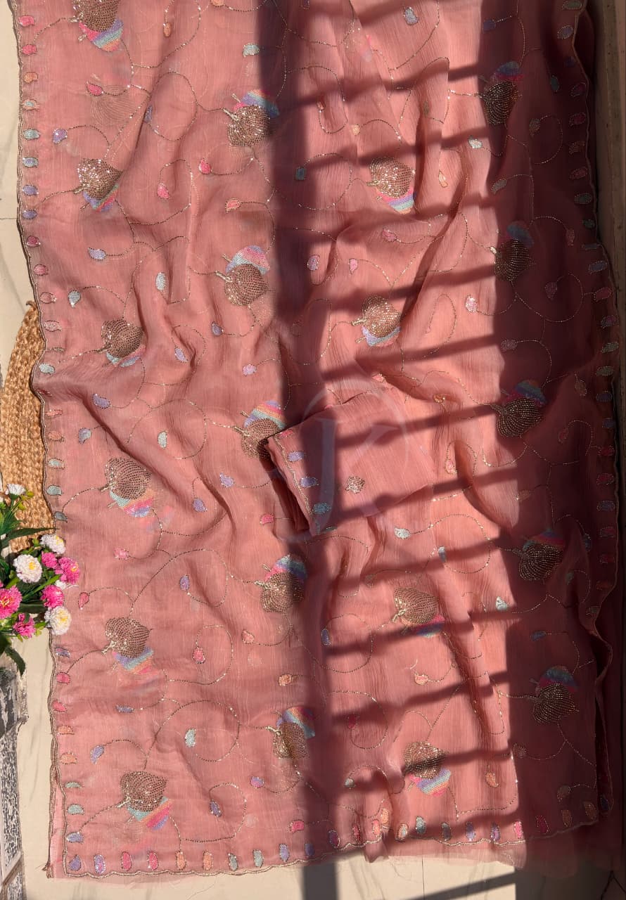 Chiffon With Sequence Work Saree
