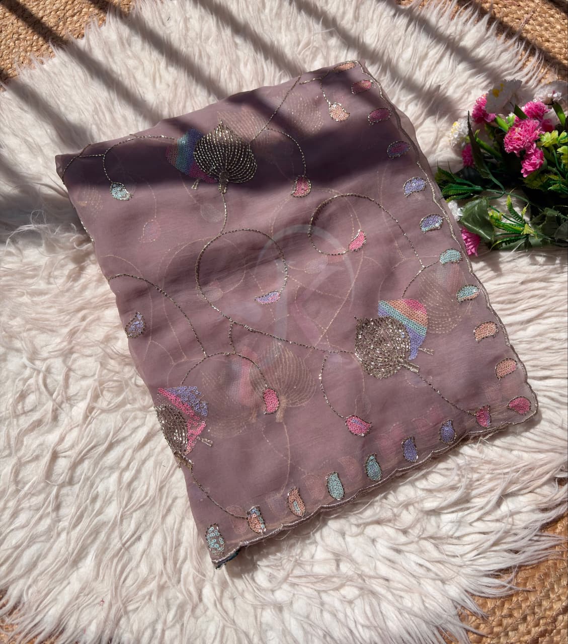Chiffon With Sequence Work Saree