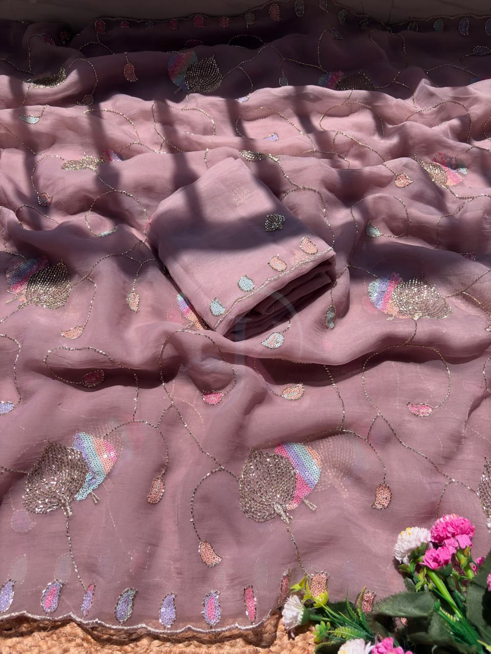 Chiffon With Sequence Work Saree