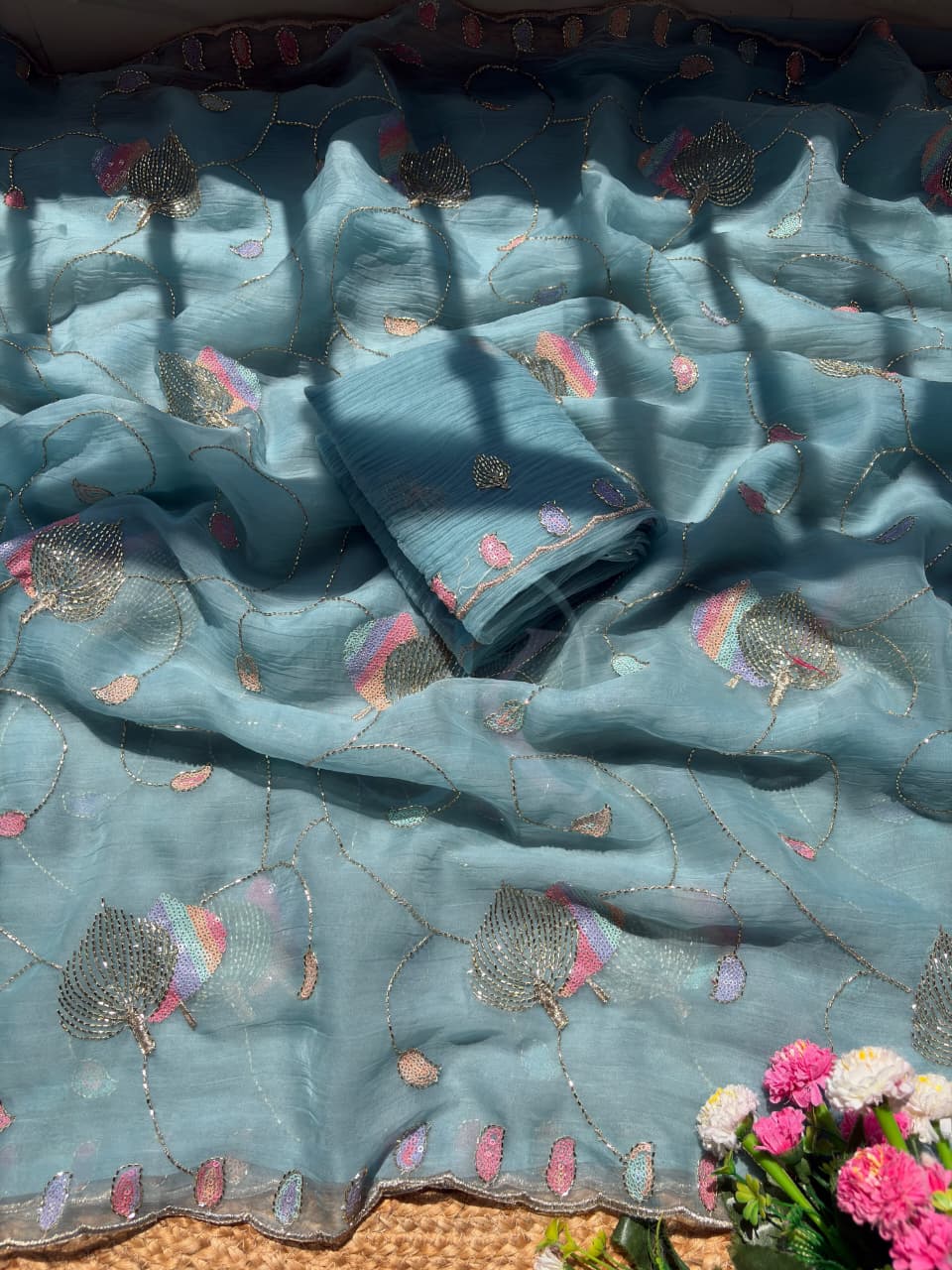 Chiffon With Sequence Work Saree
