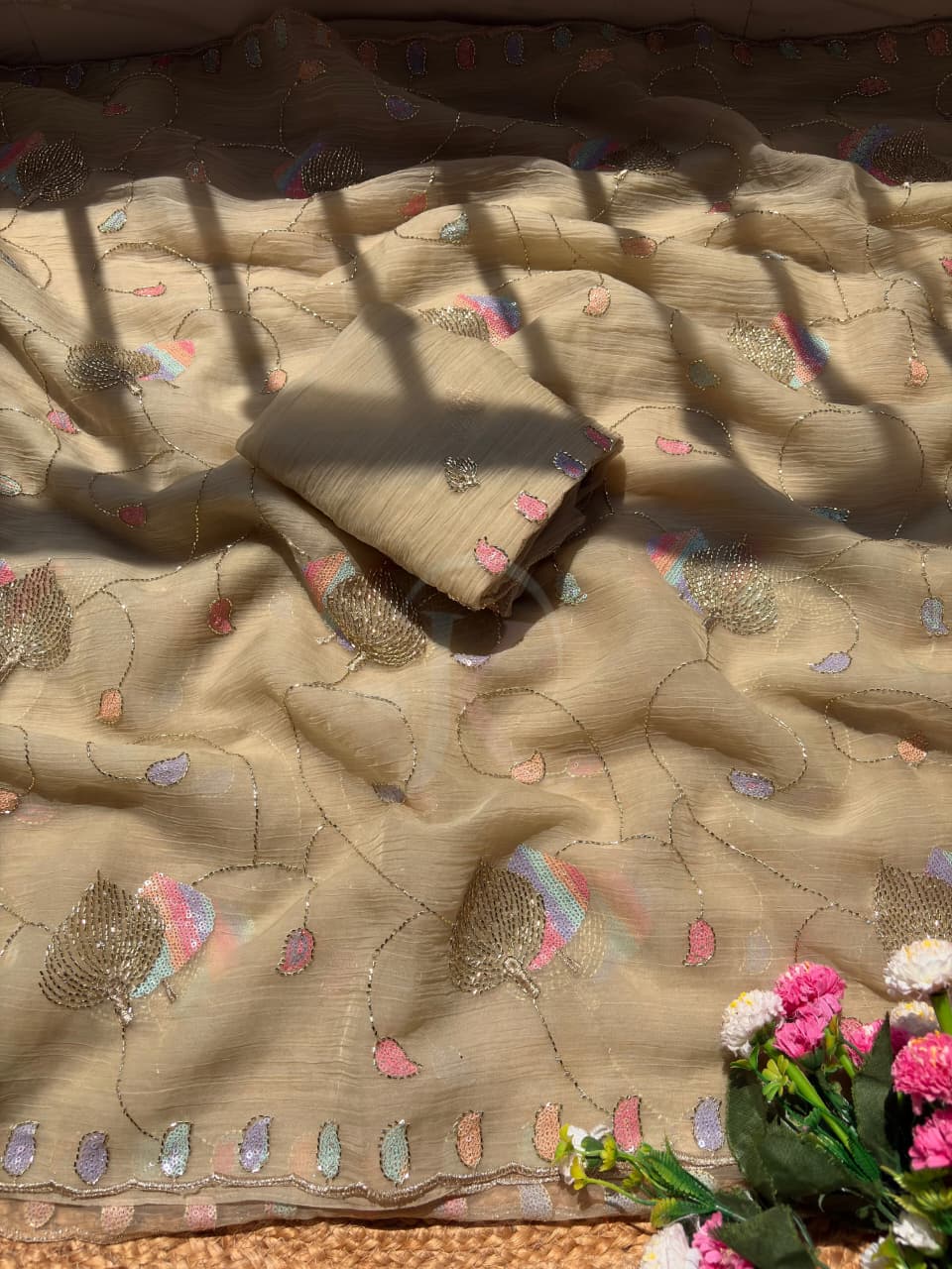 Chiffon With Sequence Work Saree