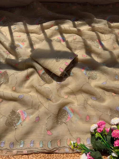 Chiffon With Sequence Work Saree