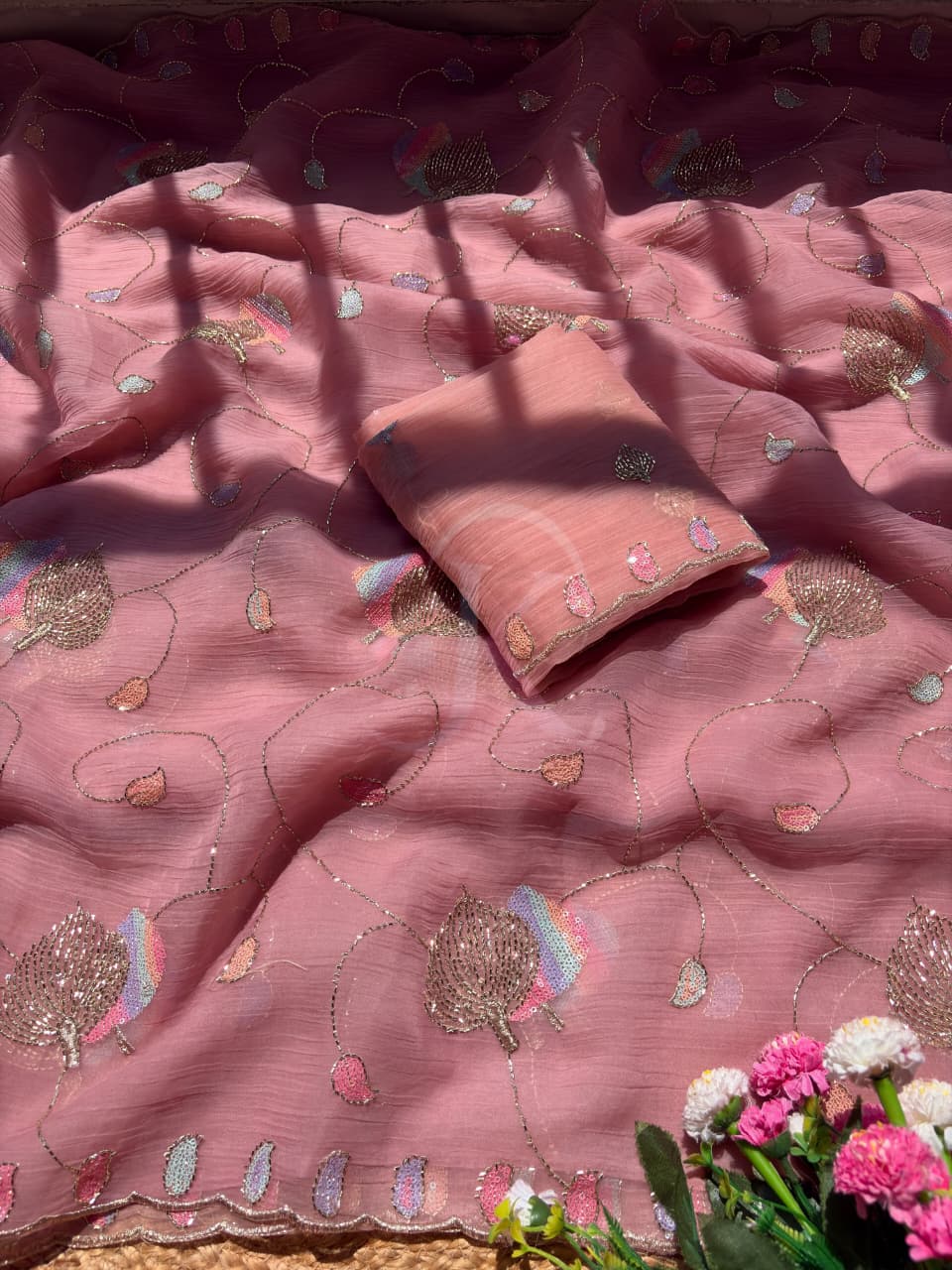 Chiffon With Sequence Work Saree