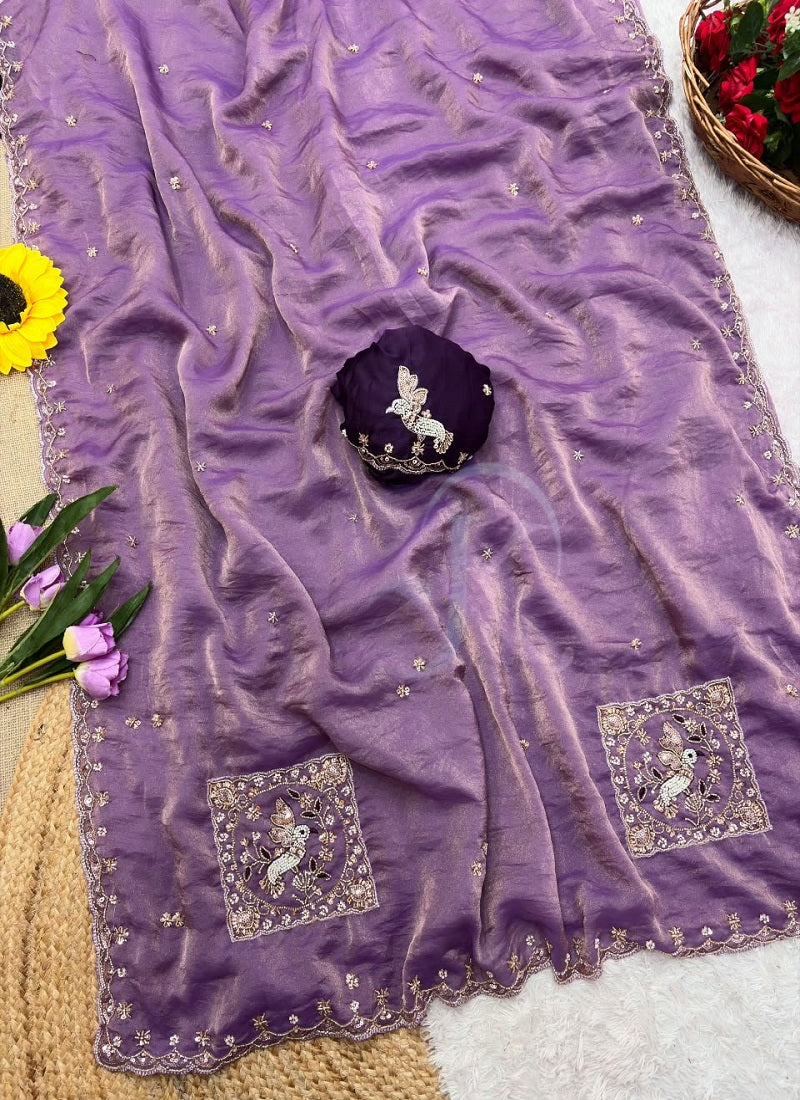 Soft Fabric Embroidery Work Saree