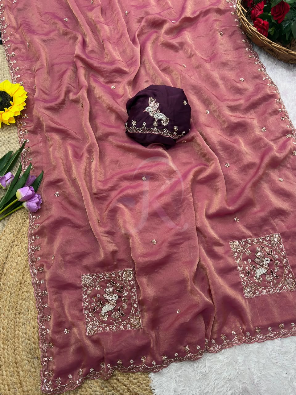 Soft Fabric Embroidery Work Saree