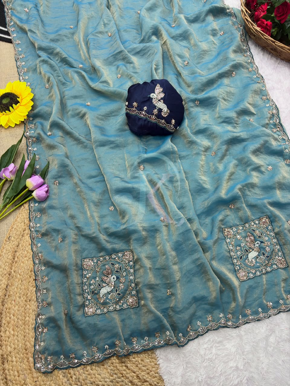 Soft Fabric Embroidery Work Saree