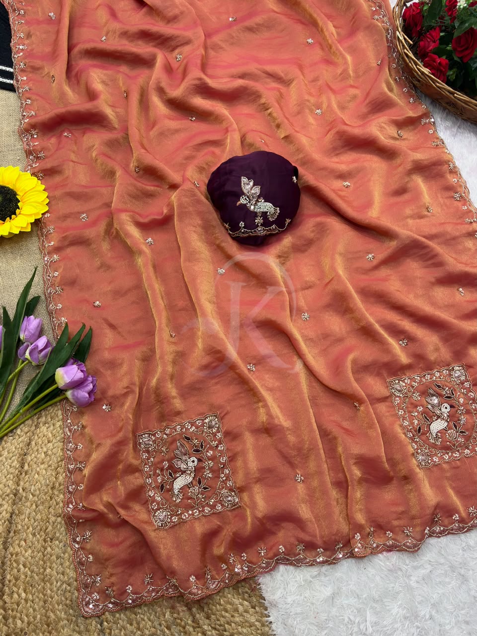 Soft Fabric Embroidery Work Saree