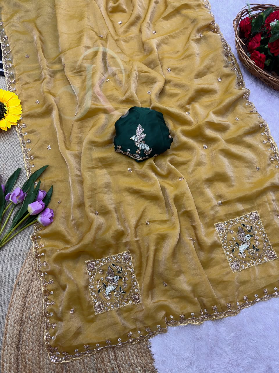 Soft Fabric Embroidery Work Saree