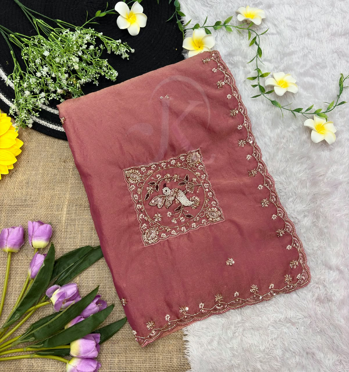 Soft Fabric Embroidery Work Saree