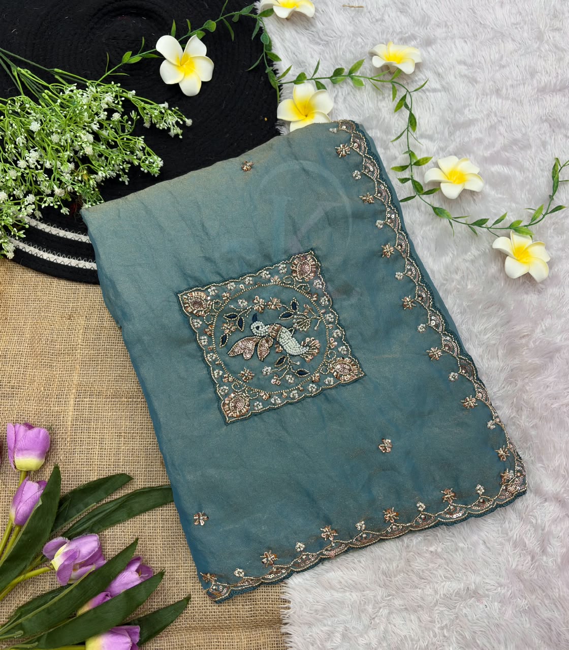 Soft Fabric Embroidery Work Saree
