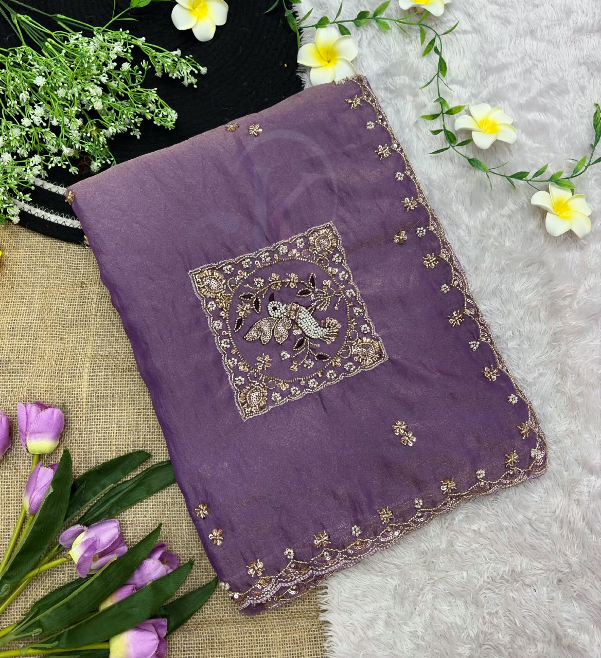 Soft Fabric Embroidery Work Saree