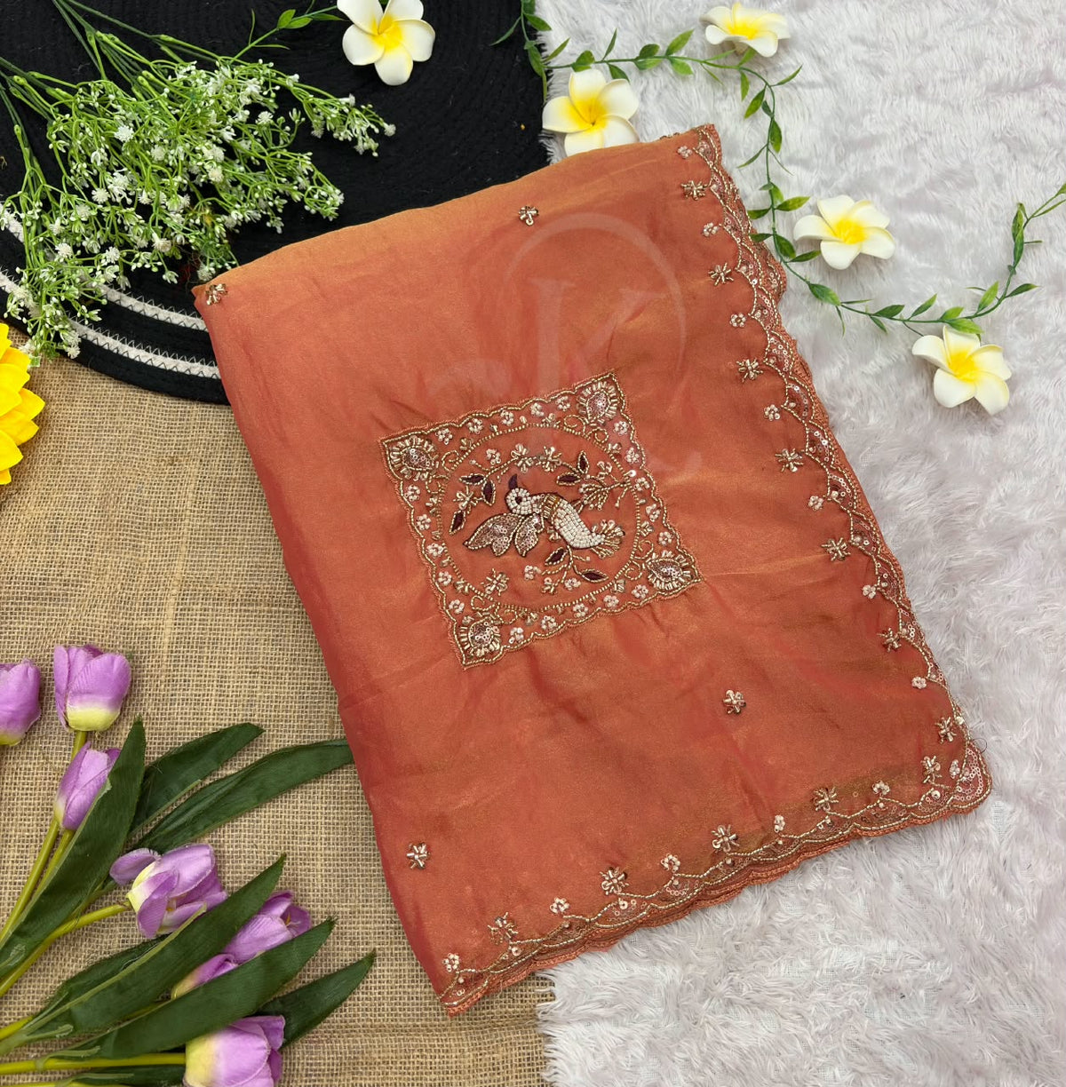 Soft Fabric Embroidery Work Saree