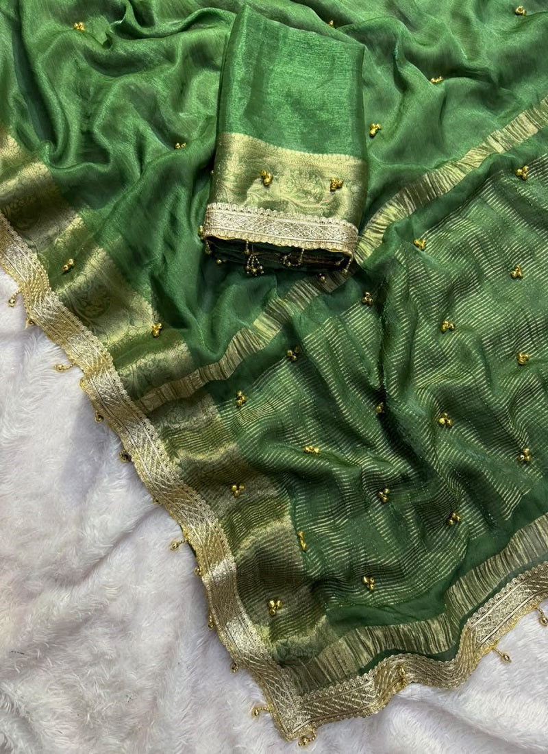 Fandy Chiffon With Ghughri Hand Work Saree