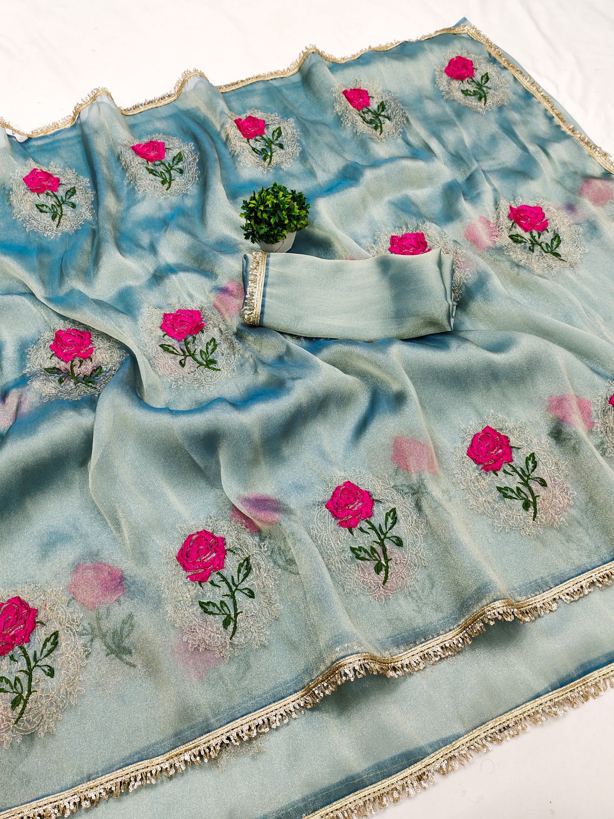 Gabana Silk Emberodery Work Saree