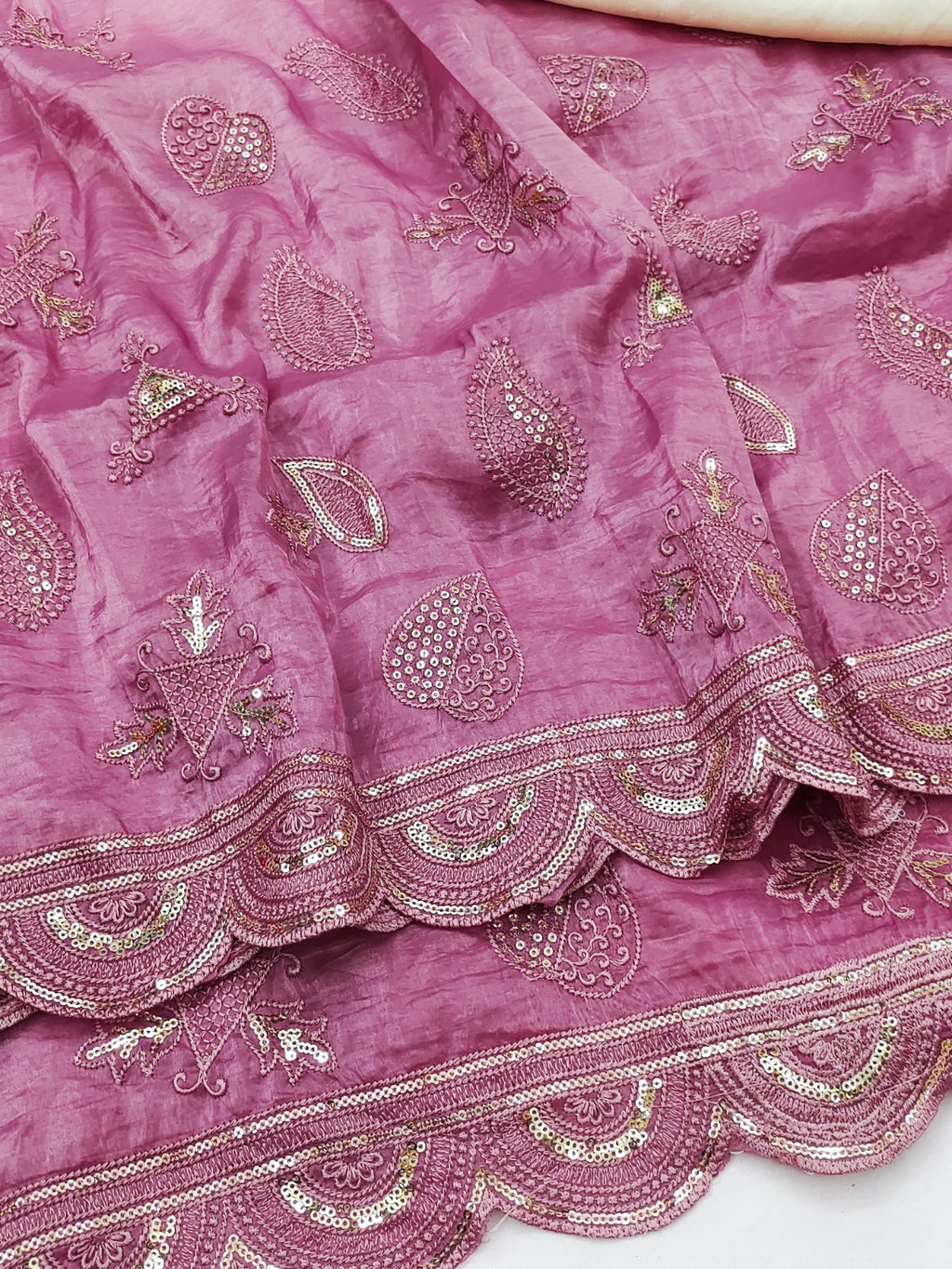 Gold Crush Embroidery Work Saree