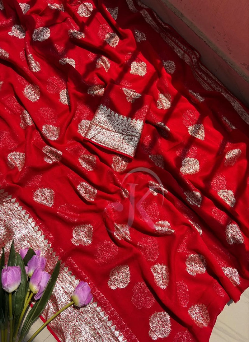 Georgette Viscose Weaving Border Saree