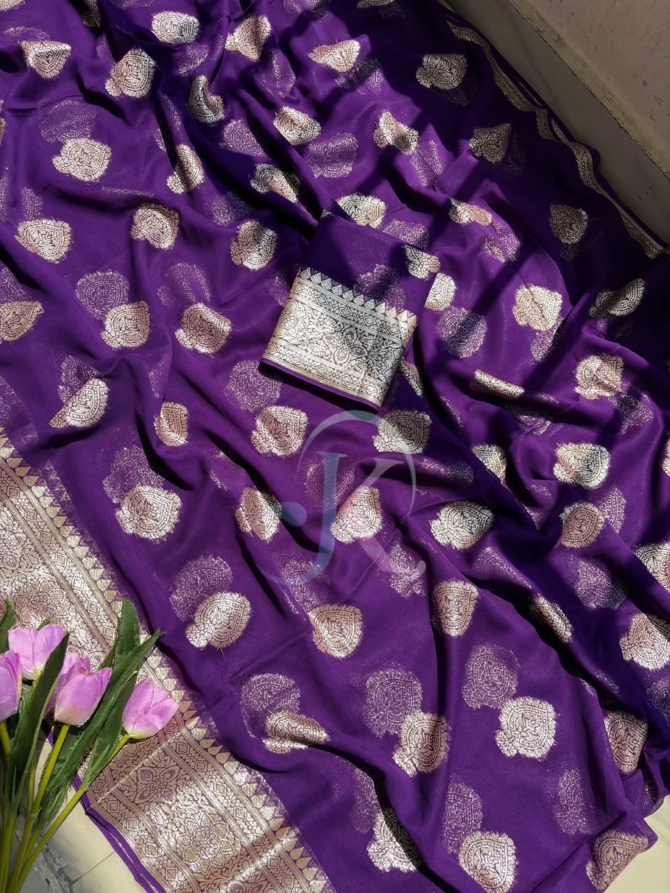 Georgette Viscose Weaving Border Saree