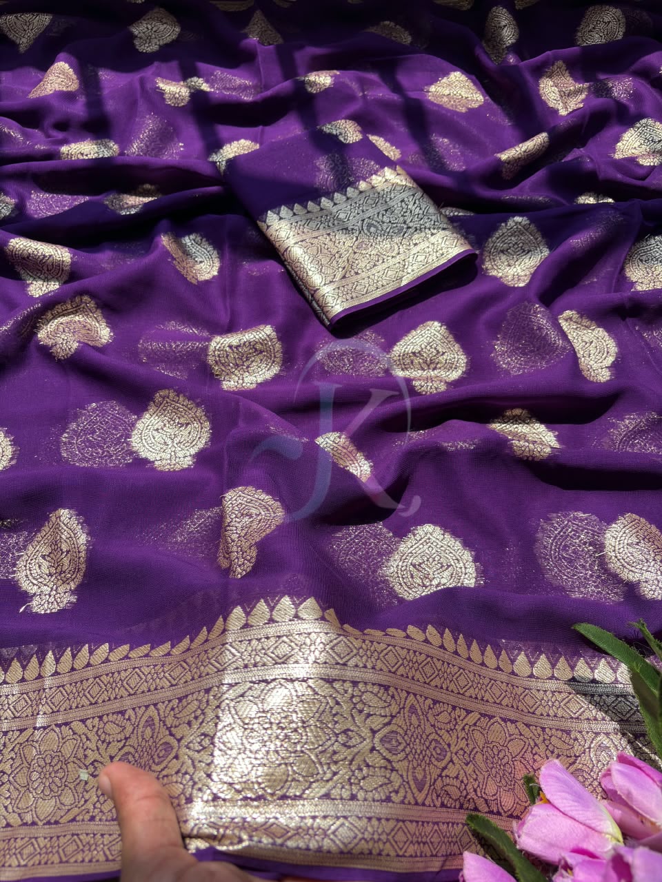 Georgette Viscose Weaving Border Saree