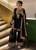 Black Crepe Silk Embroidery Work Readymade Plazzo Suit