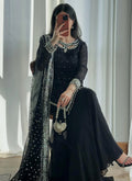 Black Georgette Embroidery Work Readymade Plazzo Suit