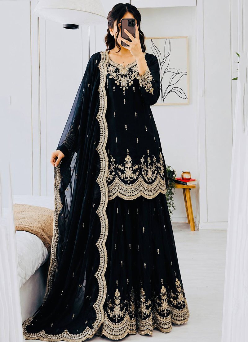 Silk Embroidery Work Readymade Plazzo Suit