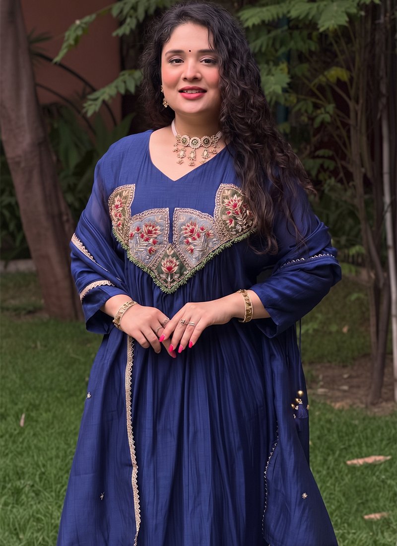 Silk Embroidery Work Readymade Salwar Suit