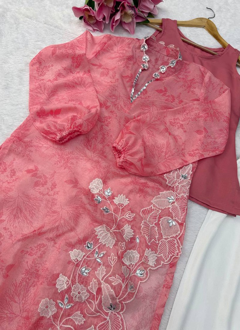 Organza Silk Digital Print Work Readymade Designer Suit