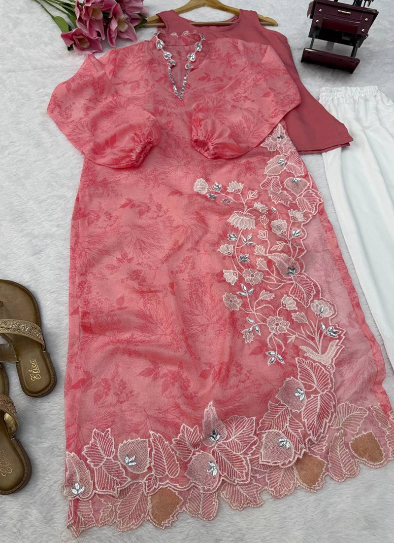 Organza Silk Digital Print Work Readymade Designer Suit