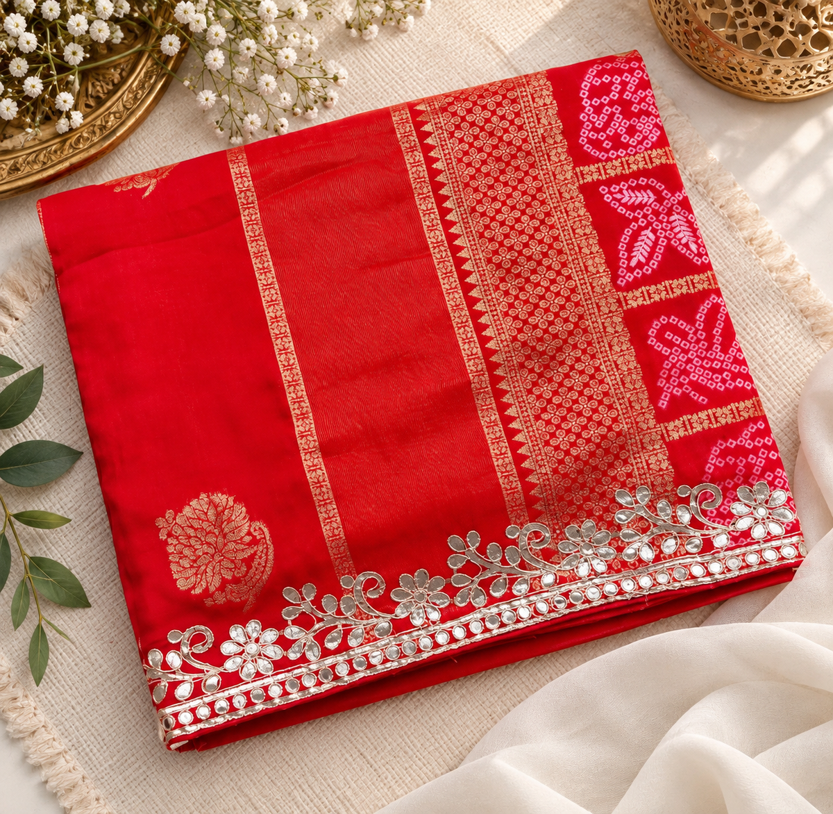 Dola Viscose Weaving Bandhej Print Pallu Saree