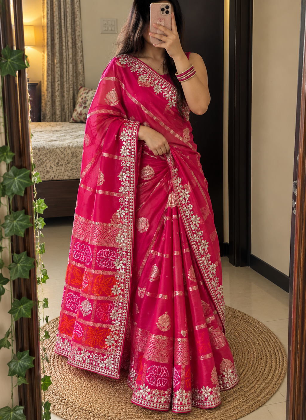 Dola Viscose Weaving Bandhej Print Pallu Saree