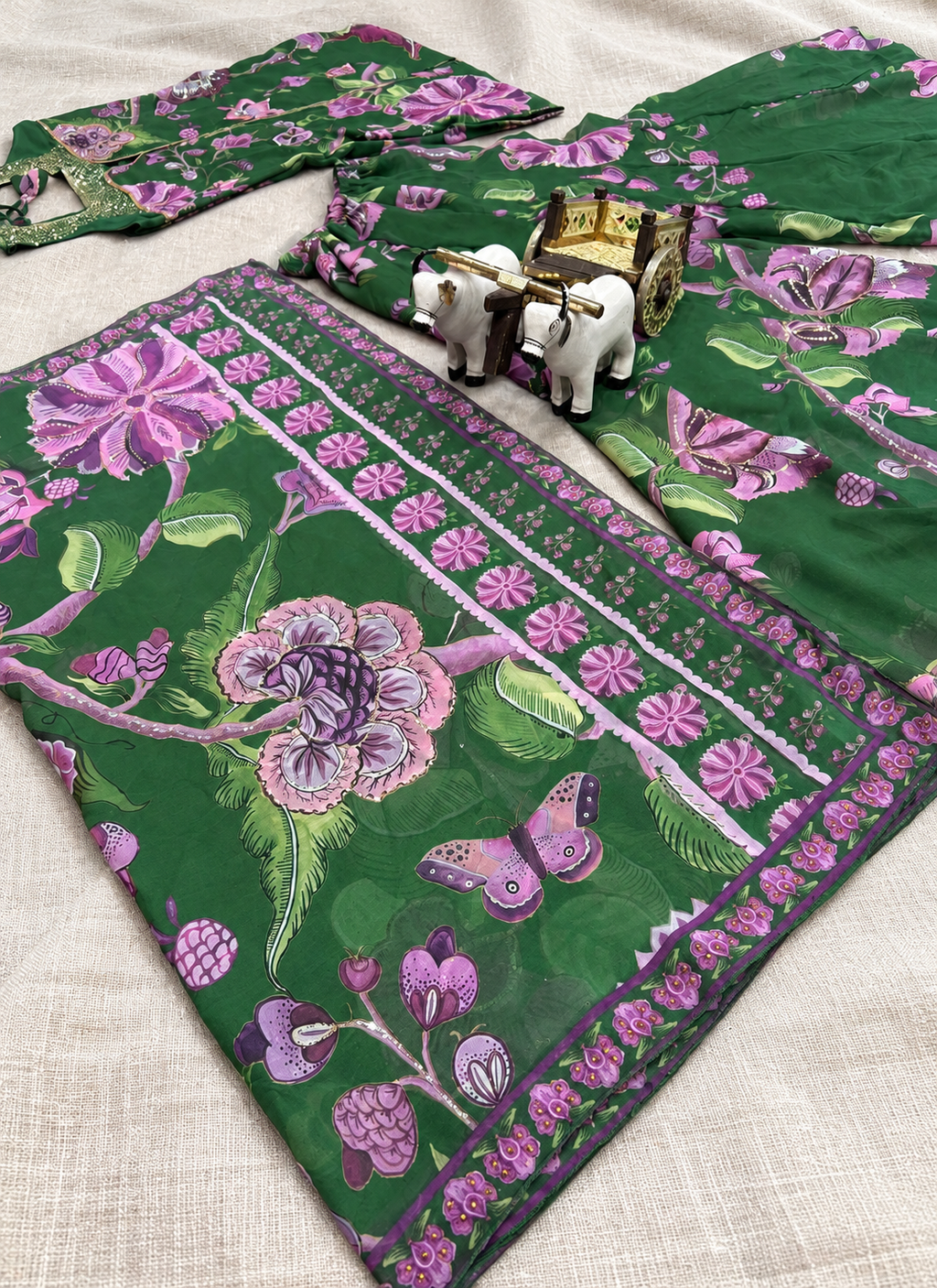 Teal Green Georgette Digital Print Work Readymade Sharara Suit