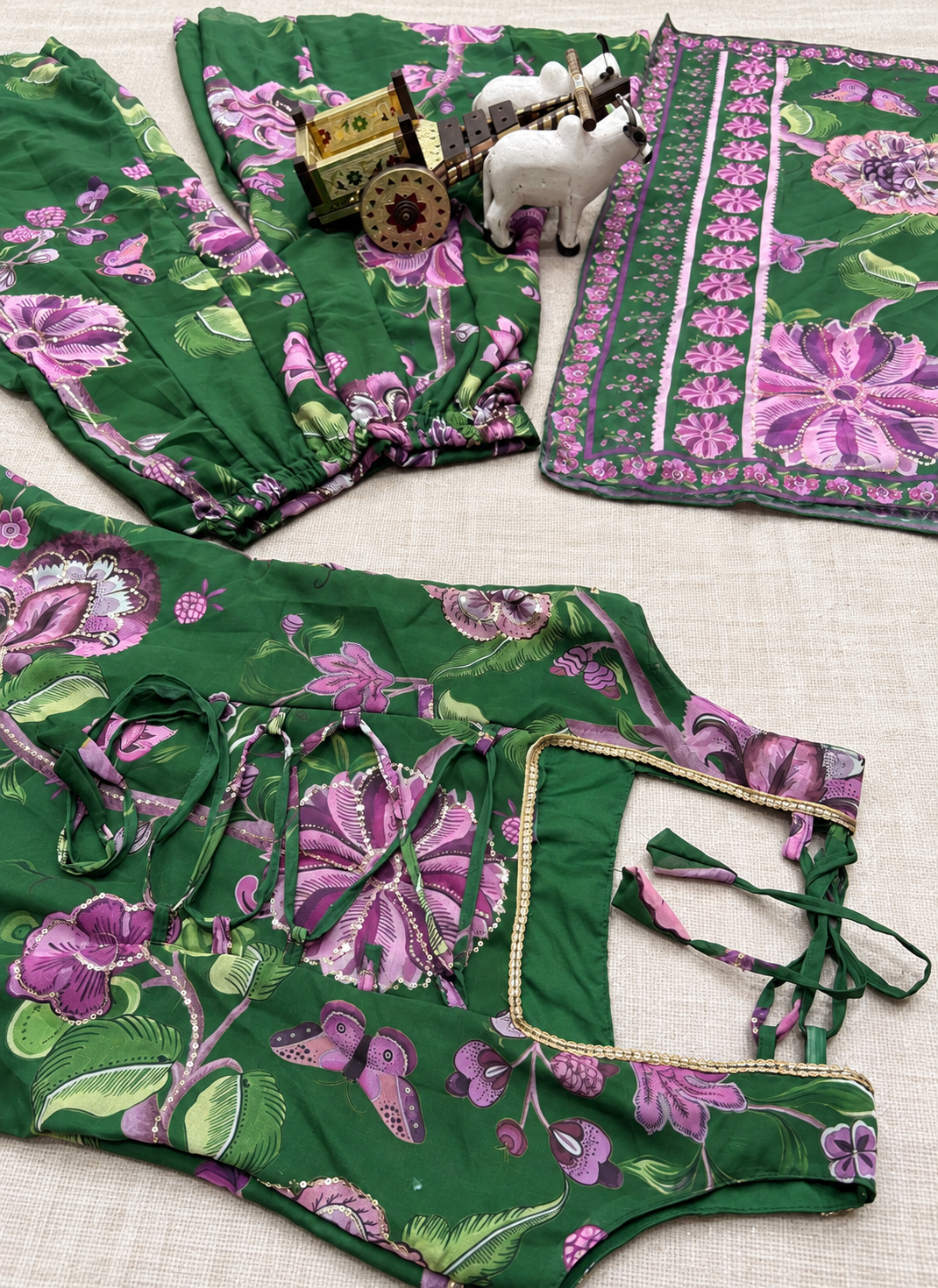 Teal Green Georgette Digital Print Work Readymade Sharara Suit