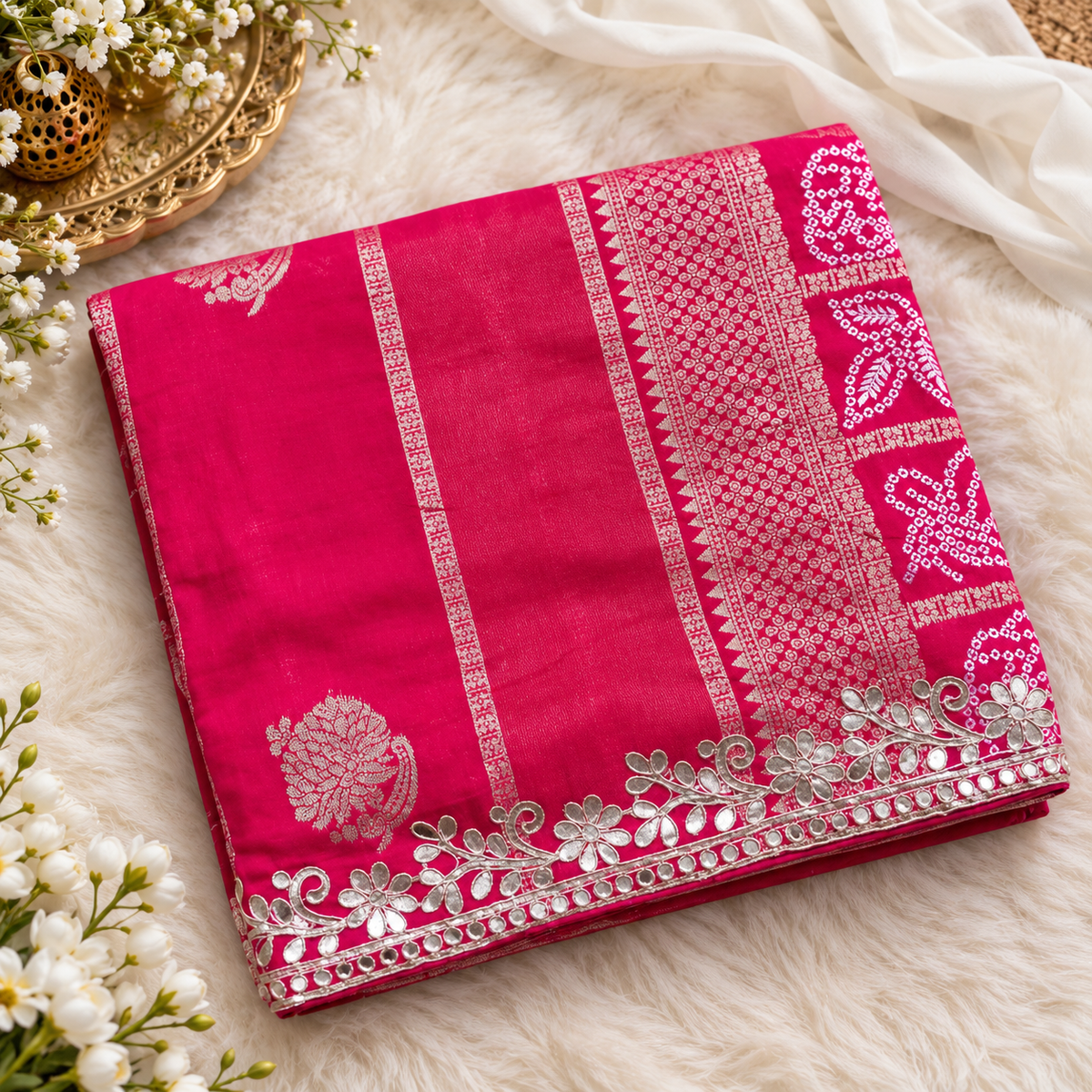 Dola Viscose Weaving Bandhej Print Pallu Saree