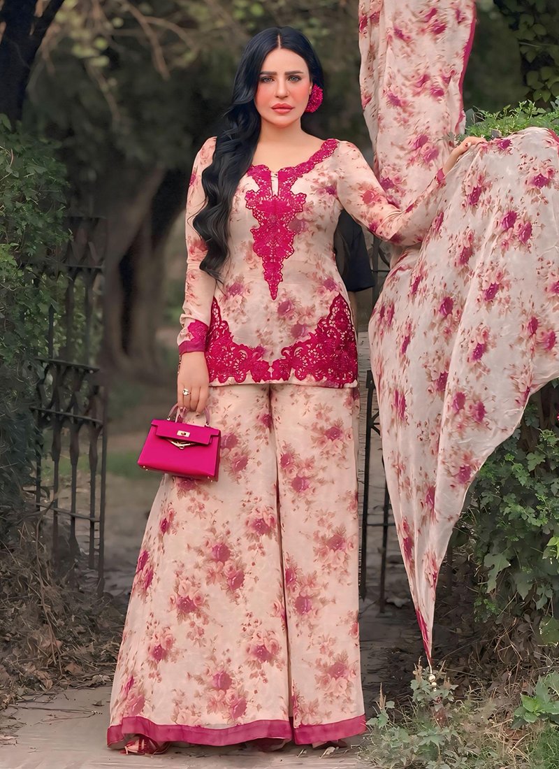 Georgette Embroidery Work Casual Wear Readymade Plazzo Suit
