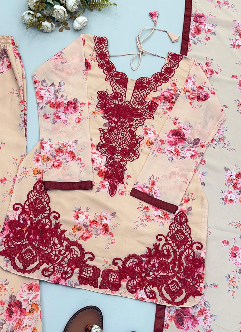 Georgette Embroidery Work Casual Wear Readymade Plazzo Suit