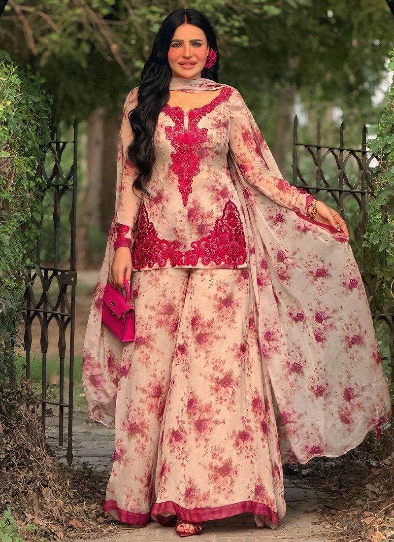 Georgette Embroidery Work Casual Wear Readymade Plazzo Suit