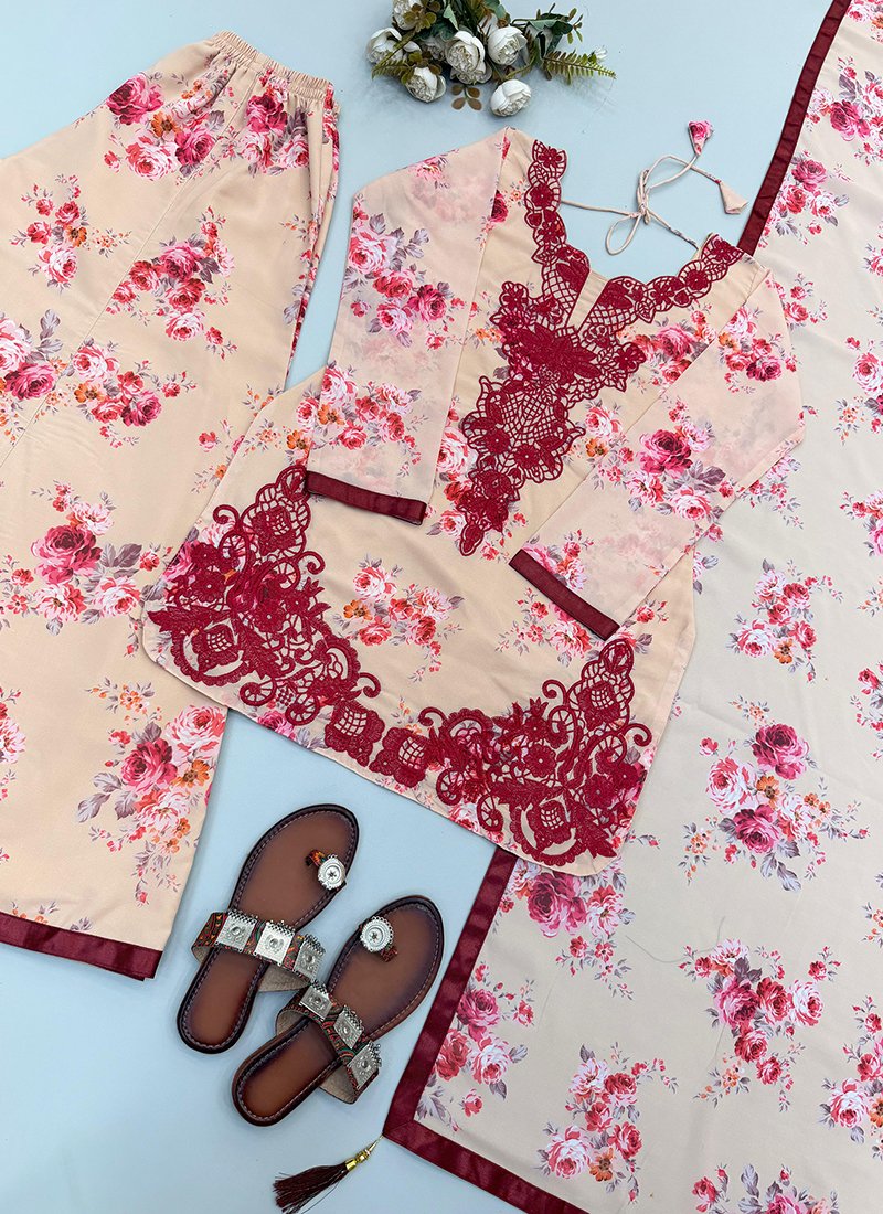 Georgette Embroidery Work Casual Wear Readymade Plazzo Suit