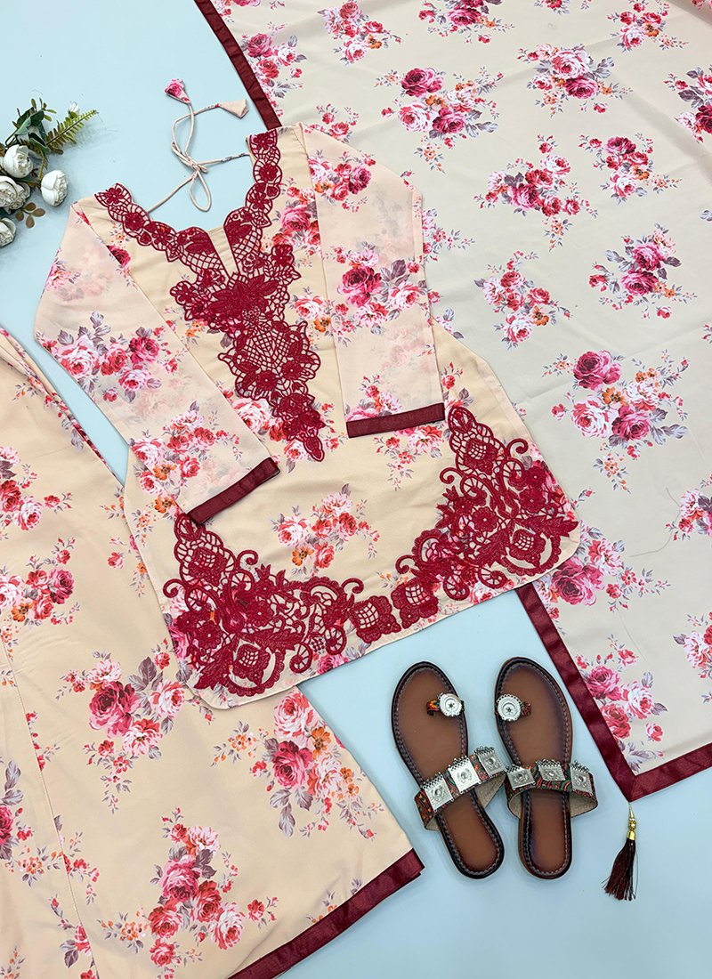 Georgette Embroidery Work Casual Wear Readymade Plazzo Suit