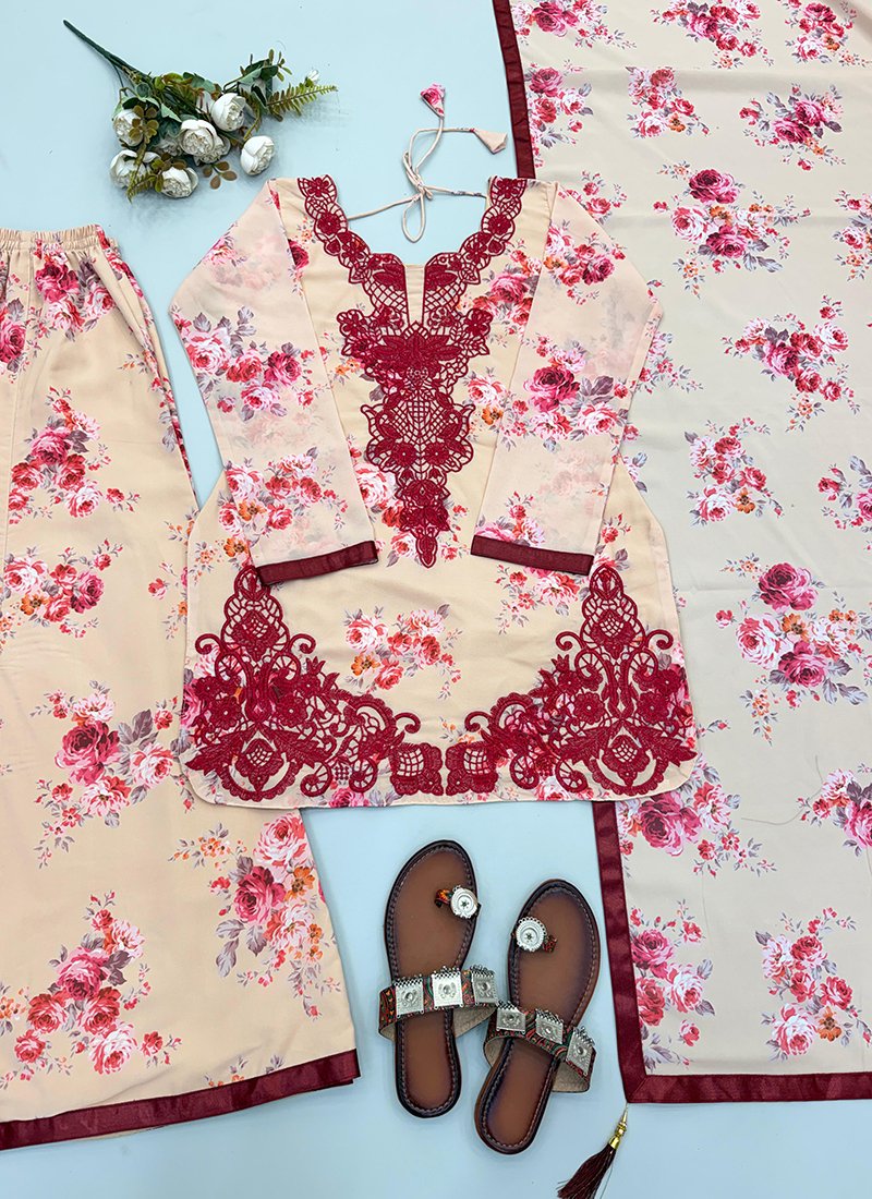 Georgette Embroidery Work Casual Wear Readymade Plazzo Suit