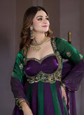 Multicolor Fendi Silk Embroidery Work Readymade Anarkali Gown With Dupatta Only