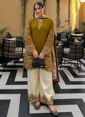 Mustard Roman Silk Thread Work Readymade Plazzo Suit