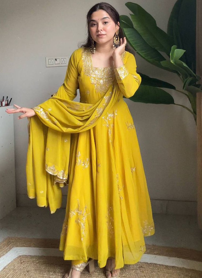 Georgette Embroidery Work Readymade Anarkali Suit