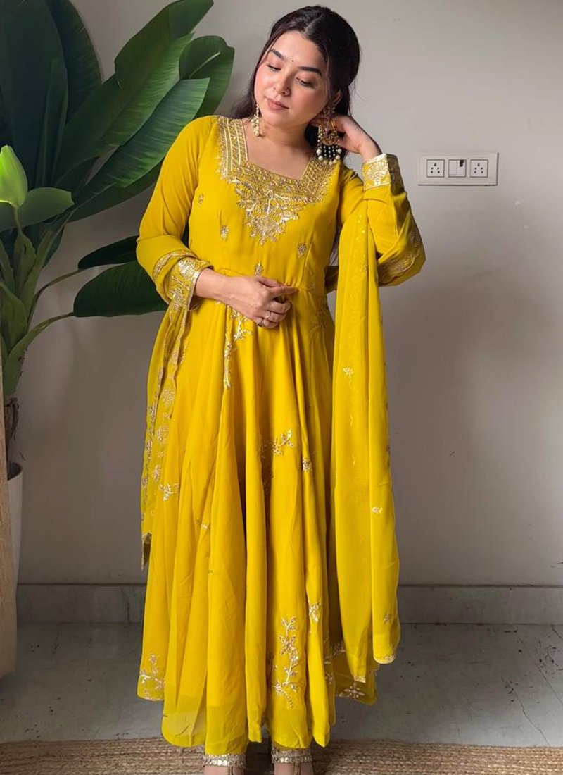 Georgette Embroidery Work Readymade Anarkali Suit