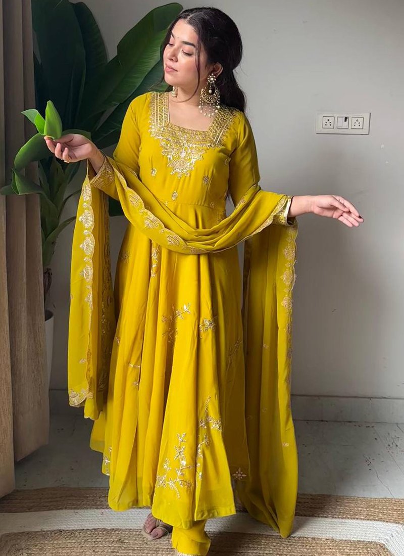 Georgette Embroidery Work Readymade Anarkali Suit