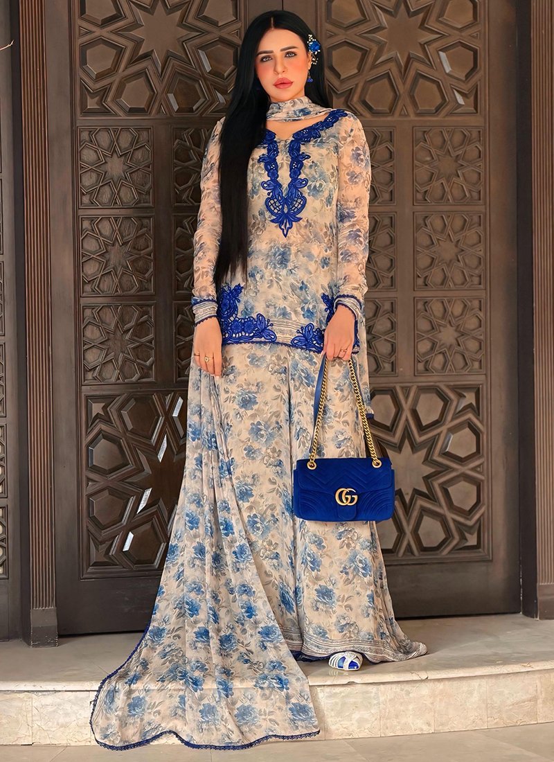 Georgette Embroidery Work Casual Wear Readymade Plazzo Suit